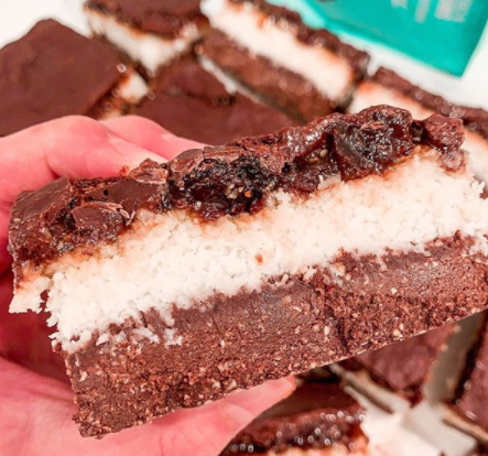 Raw vegan protein lamington slice
