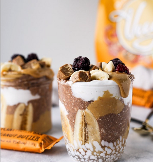 Vegan peanut butter breakfast chai pudding with plant based protein and healthy fats