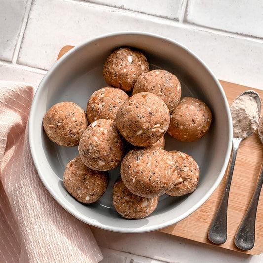 Vegan salted caramel protein balls. High in protein and healthy fats